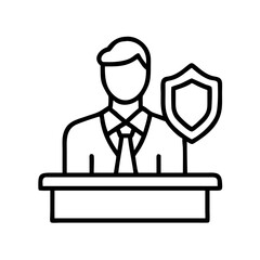 defense attorney icon, defense attorney line art - simple line art of defense attorney, perfect for defense attorney logos and icons