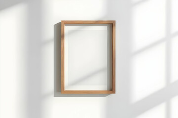 Minimalist Wooden Frame Hung on a Bright Wall Casting Soft Shadows in a Contemporary Space