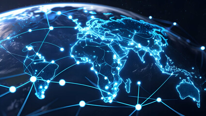 Global Network: Earth with Digital Connectivity