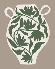 classic flower vase with plant carving