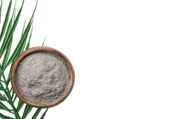 Bowl with ashes and palm branches cut out on transparent background. Ash Wednesday
