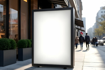 Empty Urban Advertising Billboard with Blank Space for Promotion in City Center During Bright Daylight