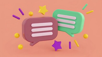Fototapeta premium Colorful speech bubbles with playful elements on a vibrant background for creative designs