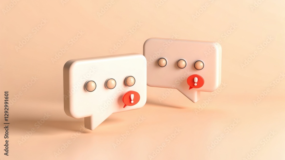 Poster modern communication symbols with notifications in a soft color background