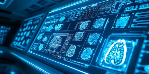 Obraz premium Futuristic AI Brain with Digital Network and Financial Innovation