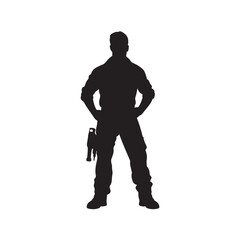 Mechanic with Tools Silhouette clipart on a white background