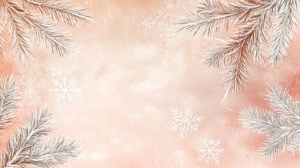 Obraz premium Winter's Embrace: Delicate snowflakes dance amidst frosty fir branches, creating a serene and enchanting winter scene, capturing the ethereal beauty of the season