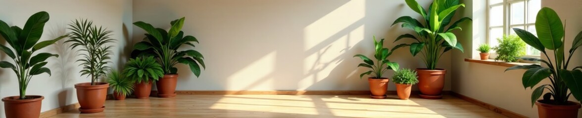 Obraz premium Minimalistic loft studio with plants and wooden accents, wooden, nature, minimalistic