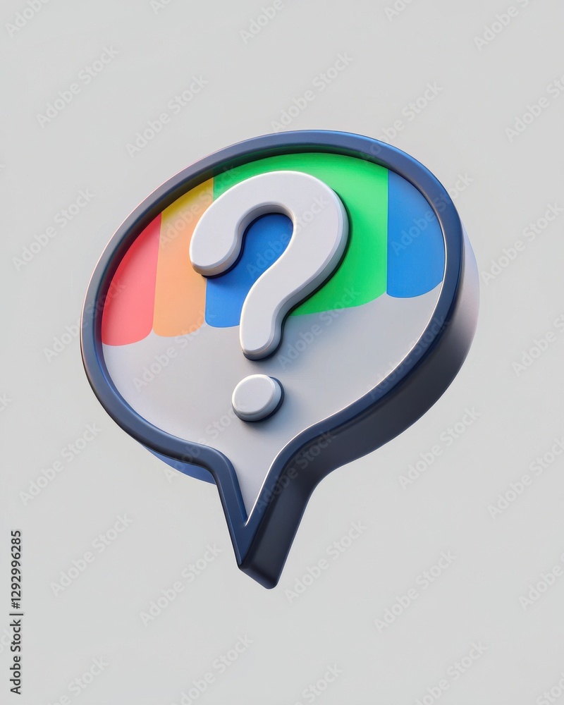 Poster colorful question mark icon in speech bubble design for social media concepts and communication