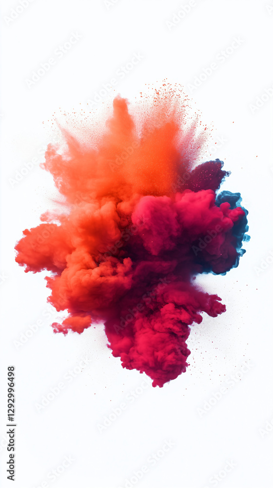 Poster explosive color burst: a dynamic capture of vibrant colored powder exploding outwards, showcasing th