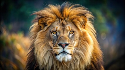Majestic lion with fierce facial expression