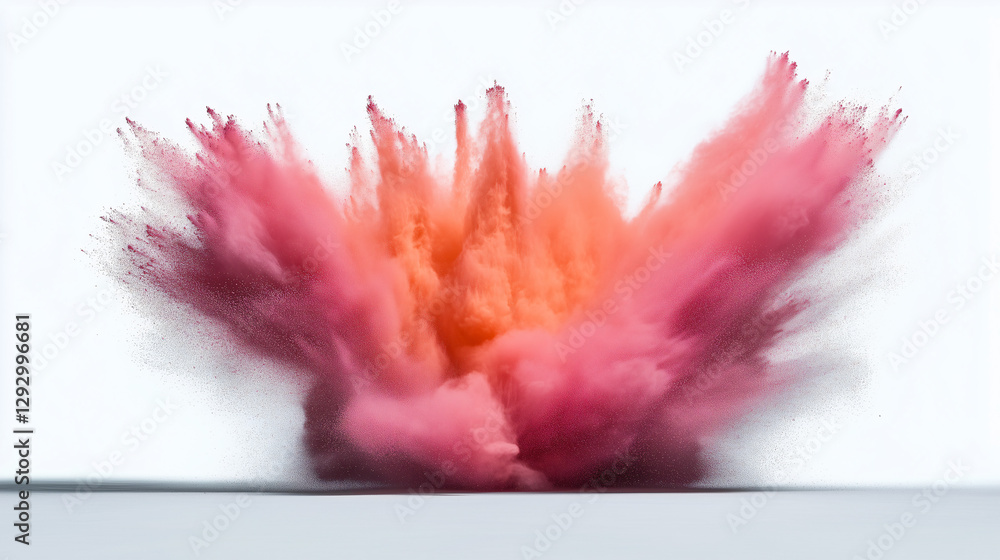 Poster explosive color burst: a mesmerizing display of vibrant color, an abstract explosion of pink and ora