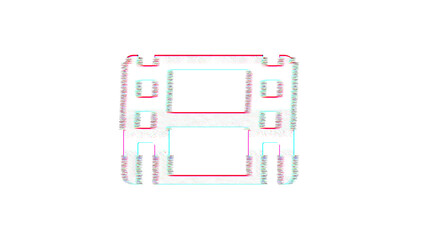 Icon film is distorted. Glitch. Noise, chromatic aberration, geometric distortion