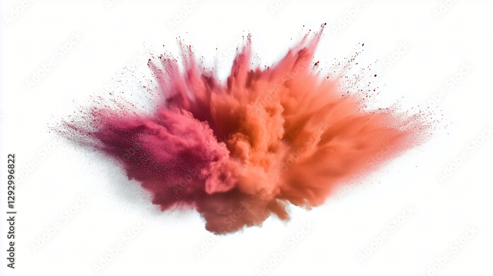 Poster burst of colors: a dynamic explosion of vibrant pink and orange powder creating a captivating visual