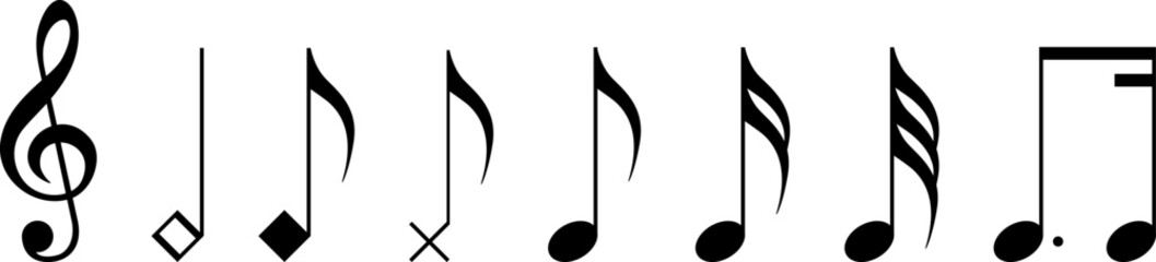 Music notes icon set, Music notes symbol sign, Vector illustration symbol isolated on transparent background