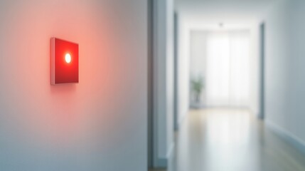Carbon monoxide alert in a clean and bright hallway with soft lighting. Featuring vigilance and safety