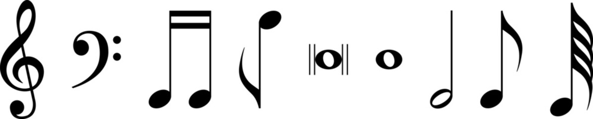 Music notes icon set, Music notes symbol sign, Vector illustration symbol isolated on transparent background