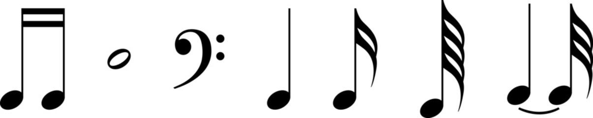 Music notes icon set, Music notes symbol sign, Vector illustration symbol isolated on transparent background
