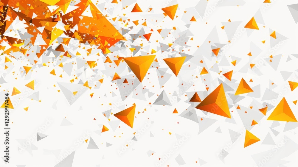 Poster this vibrant graphic features an engaging array of orange and white triangles, creating a dynamic an