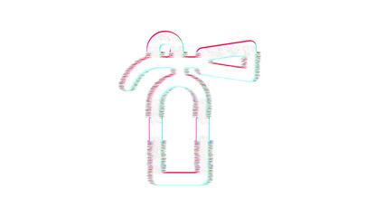 Icon fire extinguisher is distorted. Glitch. Noise, chromatic aberration, geometric distortion