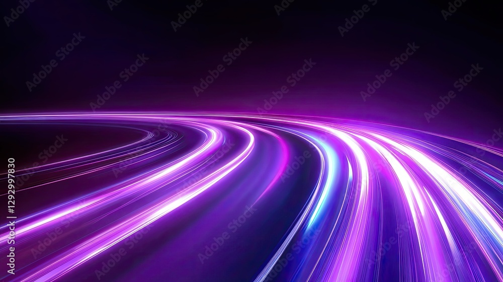 Poster abstract neon highway with high-speed motion blur, creating a surreal digital background.