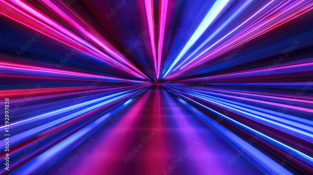 Aufkleber abstract neon highway with high-speed motion blur, creating a surreal digital background.