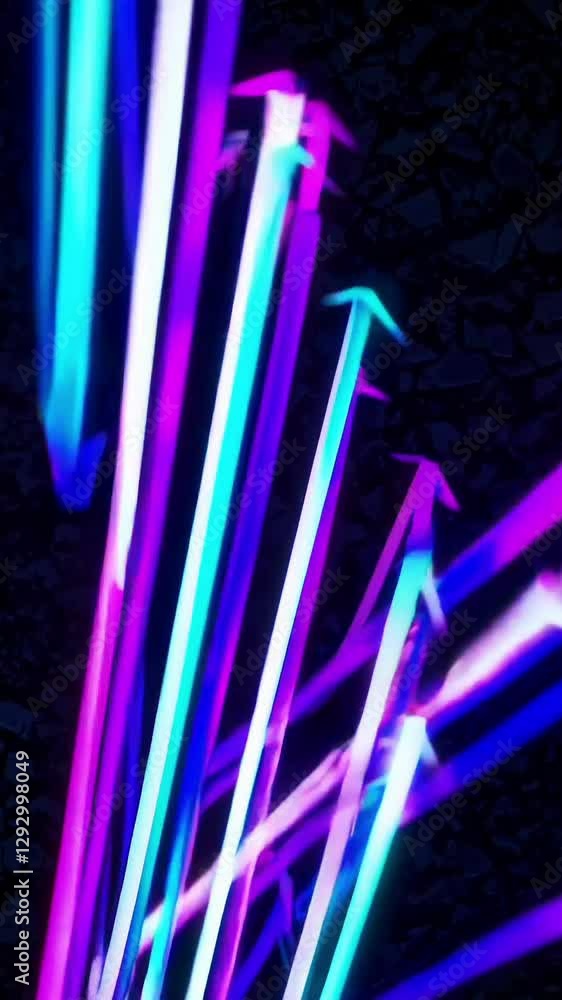Poster dynamic neon arrows moving upward in abstract digital motion display