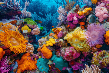 Coral reefs present a mesmerizing of vibrant hues, intricate details, and artistic beauty, forming a kaleidoscope of colors and patterns that leave one in awe
