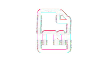 Icon file video is distorted. Glitch. Noise, chromatic aberration, geometric distortion