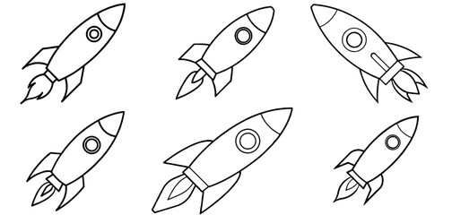 Rocket Outline Coloring Page Printable Line Art Drawing
