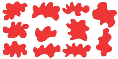 Vibrant Red Abstract Organic Shapes Arranged in a Geometric Pattern