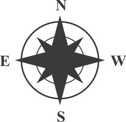 Compass, compass rose, navigation icon. Vector compass icons of north, south, east and west direction, flat design symbol