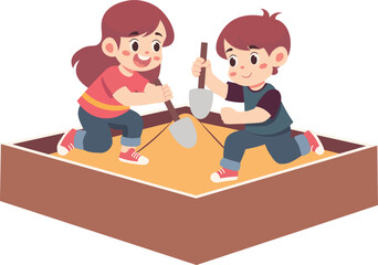 Children Playing Sand Box Games in Play Ground