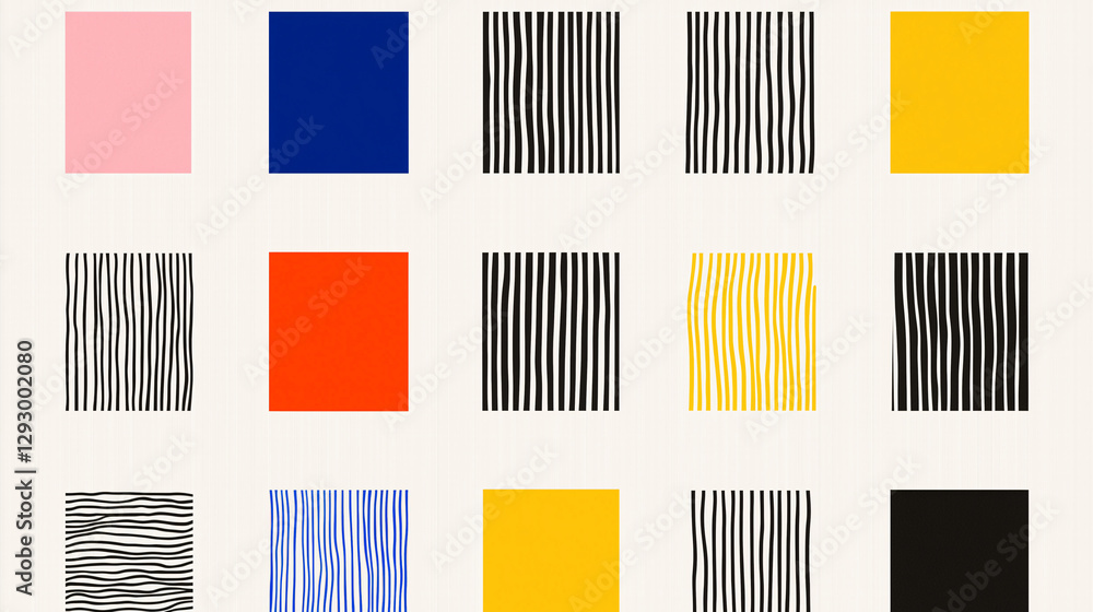 Poster abstract geometric pattern: a captivating abstract composition of colorful squares and lines creatin