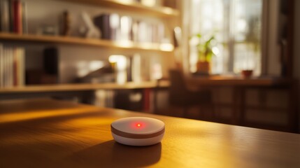 Carbon monoxide alert in a cozy study room. Featuring safety and focus