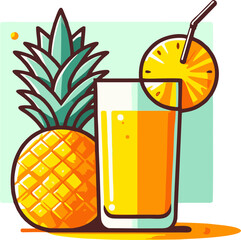 Refreshing Pineapple Juice with Tropical Fruit and Vibrant Colors
