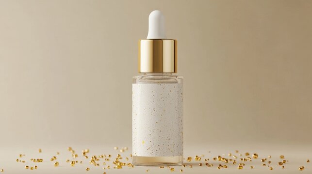 Minimalist Serum Bottle with Exfoliating Phytic Acid and Gold Sparkles