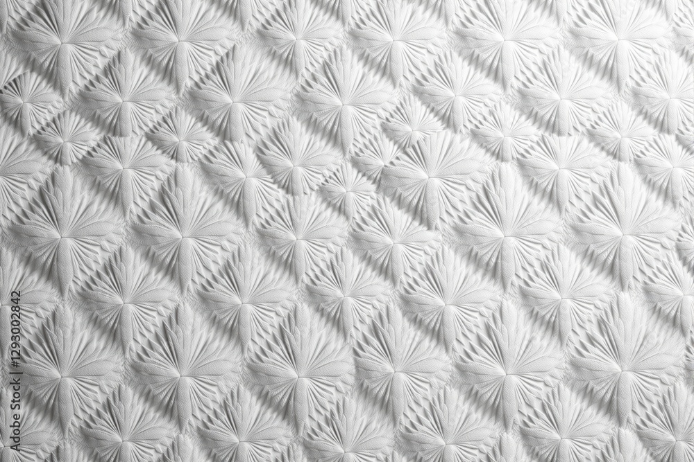 Poster Intricate white floral texture pattern with 3D effect on light background.