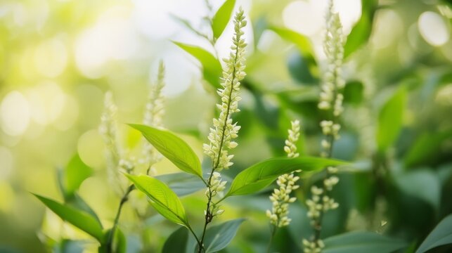 Detailed View of Polygonum Cuspidatum Plant with Green Leaves
