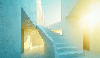 Fototapeta premium Futuristic gray blue background with built-in illumination designed for presenting products in a universal abstract setting