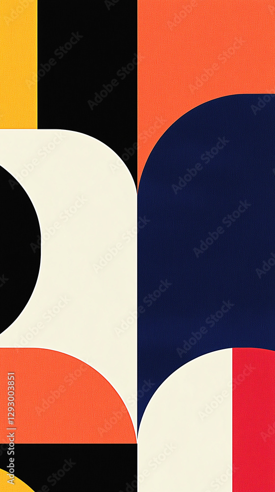 Aufkleber modern geometric abstraction: a vibrant composition of bold shapes and colors, forming an eye-catchi