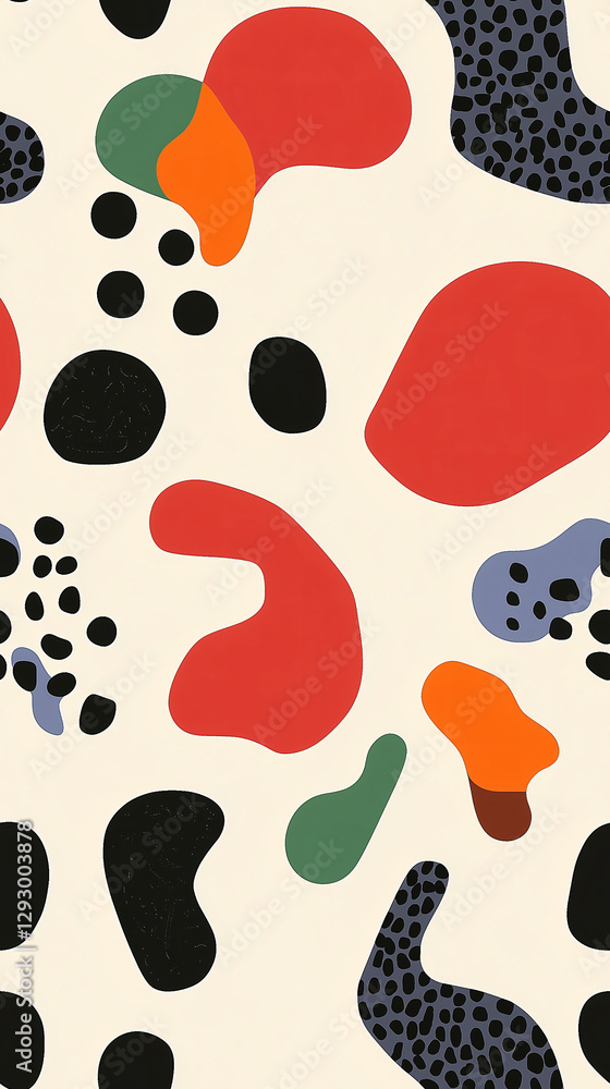 Poster abstract shapes composition: a vibrant and playful abstract pattern filled with colorful organic sha
