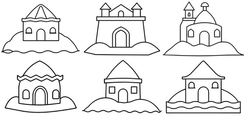 Sand House Outline Coloring Page Printable Line Art Drawing