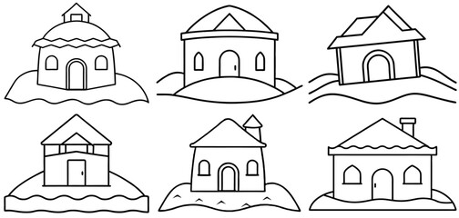 Sand House Outline Coloring Page Printable Line Art Drawing