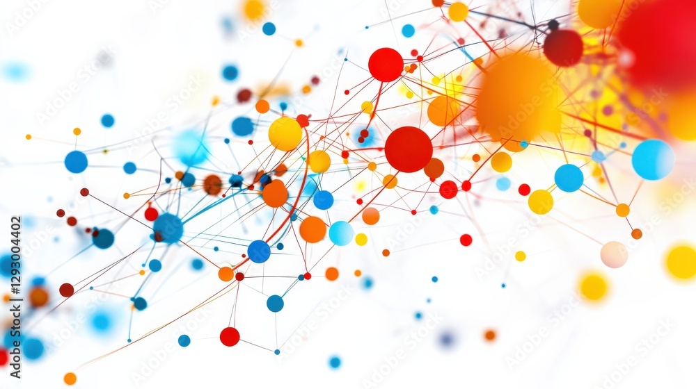 Aufkleber abstract colorful network of circles and lines illustrating connectivity and digital communication