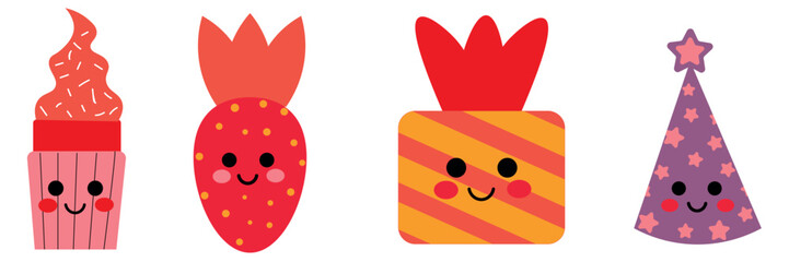 Cute Colored Set from Party, Gift, and Sweet Themes