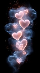 Obraz premium Floating hearts in swirling smoke