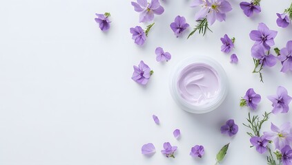 Floral Face Cream on White Background