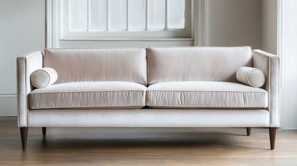 Minimalist sofa in a modern living room, embodying simplicity and calm elegance.