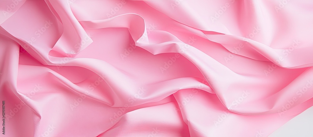 Poster elegant pink silk fabric elegantly draped on a pristine white background showcasing soft folds and s